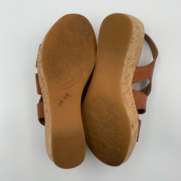 Kork-Ease Ashcroft Leather Wedge Sandal Etiope Brown Size 9 - Picture 7 of 12